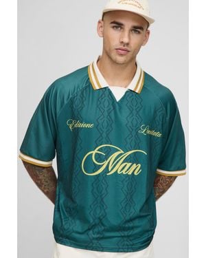 BoohooMAN Oversized Boxy Man Raglan Sports Top - Green