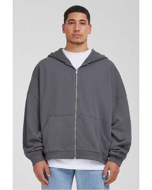 BoohooMAN Urban Classics Cotton Blend Zip Hoody - Grey