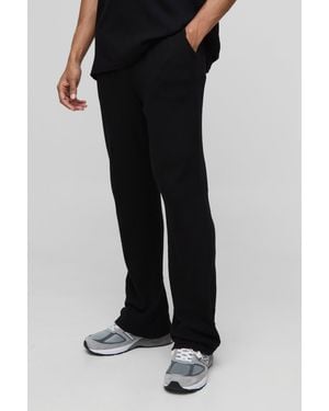 Boohoo Relaxed Ribbed Textured Knitted Jogger - Black