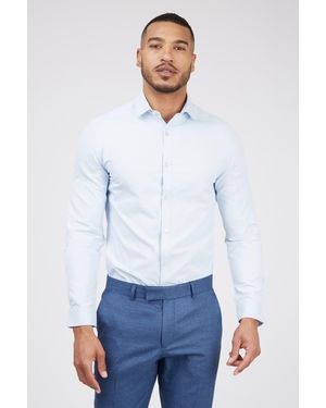 BoohooMAN Antique Rogue Pale Blue Slim Shirt - White
