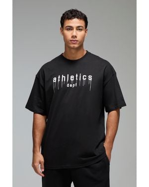 BoohooMAN Active Athletics Dept Oversized T-Shirt - Black