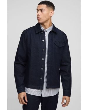 BoohooMAN Long Sleeve Regular Fit Smart Denim Shirt - Blue