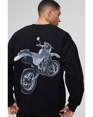 BoohooMAN Oversized Honda Racing License Print Sweatshirt - Blue