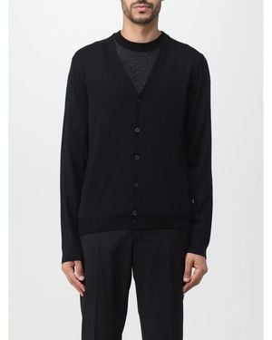BoohooMAN Boss Merino Wool Vneck Cardigan - Black - Blue
