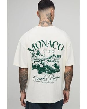 BoohooMAN Tall Oversized Monaco Racing Print T-shirt - Grey