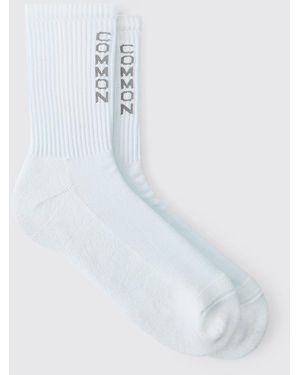 Boohoo Common Pace Reflective Socks - White