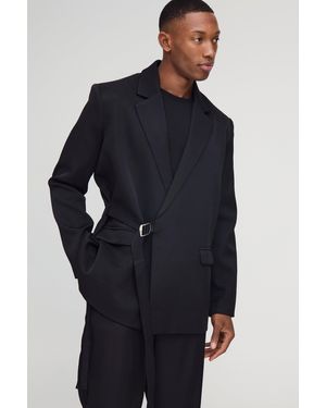 BoohooMAN Wickel-Blazer mit geradem Bein - Blau