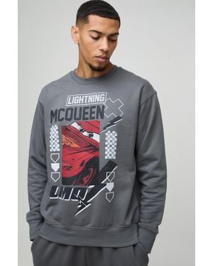 BoohooMAN Oversized Pixar Cars License Print Sweatshirt - Grey