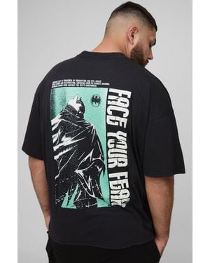 BoohooMAN Plus Oversized Batman Acid Wash Print T-shirt - Black