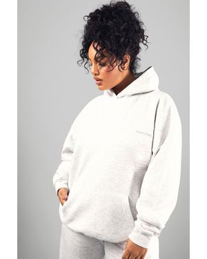 BoohooMAN Plus Dsgn Studio Embroidered Oversized Hoodie - White