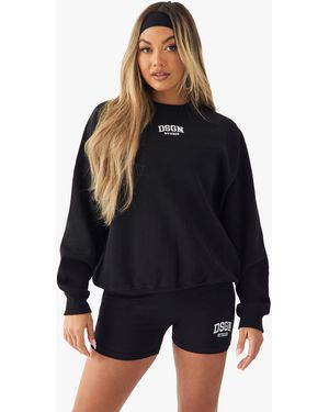 BoohooMAN Dsgn Studio Embroidered Raglan Seam Oversized Sweatshirt - Blue