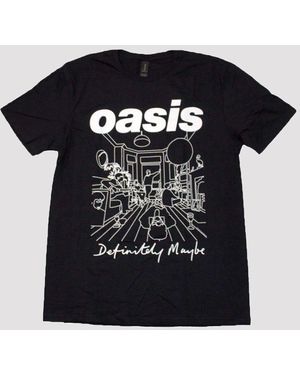BoohooMAN Oasis Definitely Maybe Line Drawing T Shirt - Black