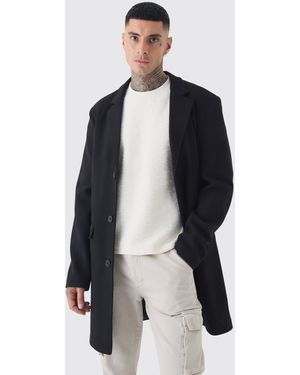 BoohooMAN Tall einreihiger Mantel in Wolloptik - Grau
