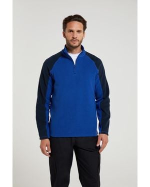 BoohooMAN Mountain Warehouse Ashbourne Micro Fleece Jumper Camping Hiking Warm Top - Blue