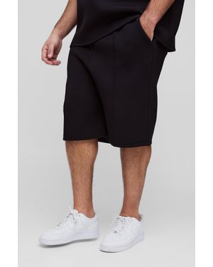 BoohooMAN Tall Oversized Dropped Crotch Scuba Shorts - Black