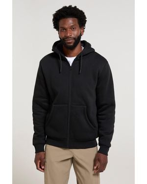 BoohooMAN Mountain Warehouse Dalton Borg Lined Hoodie Fleece Lining Casual Jumper - Black