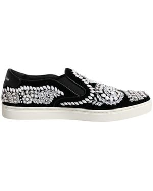 BoohooMAN Dolce & Gabbana Embellished Velvet Trainers Mv6587- Black And White Casual Shoes