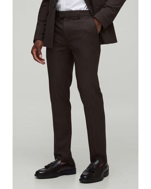 BoohooMAN Skinny Fit Prince Of Wales Flannel Trouser - Black