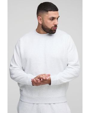 BoohooMAN Plus Basic Regular Fit Crew Neck Sweatshirt - White