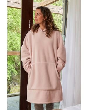 BoohooMAN Mountain Warehouse 'snug' Kangaroo Pocket Warm Borg Lined Soft Fleece Hooded Blanket - Pink