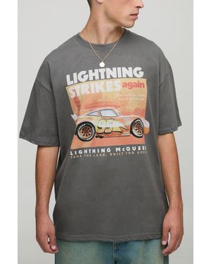 Boohoo Charcoal Oversized Disney Pixar Cars License Printed T-Shirt - Grey