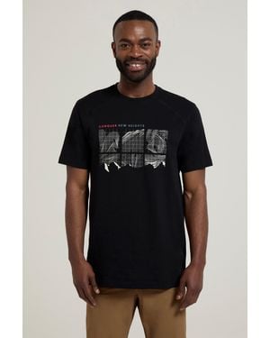 BoohooMAN Mountain Warehouse 'tech Mountains' Lightweight Breathable Uv Protection Cotton T-shirt - Black
