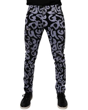 BoohooMAN Dolce & Gabbana Skinny Graffiti Print Jeans - Black Trousers