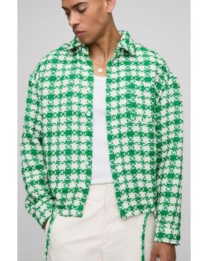 Boohoo Kariertes Oversize Bouclee-Overshirt - Grün