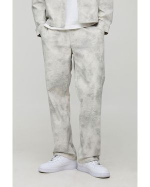 BoohooMAN Relaxed Fit Embroidered Stretch Pants - Gray