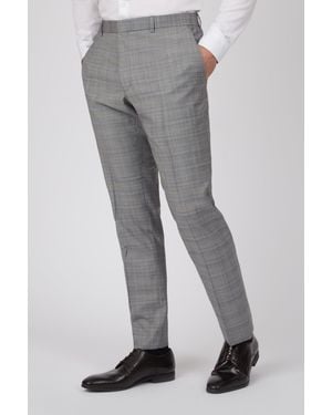 BoohooMAN Ted Baker Prince Of Wales Check Slim Trouser - Grey