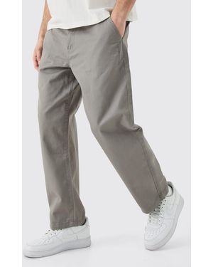 BoohooMAN Fixed Waist Skate Cropped Chino Trousers - Grey