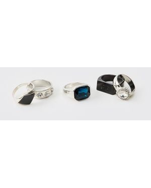 BoohooMAN 5 Pack Gem Rings - Metallic