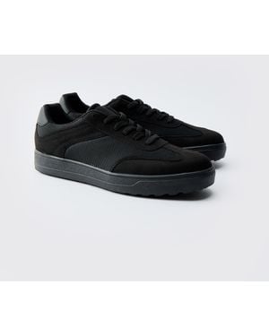 BoohooMAN Mesh-Sneaker mit Kontrast-Einsatz - Schwarz