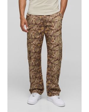 BoohooMAN Lockere Camouflage Cargo-Hose - Natur