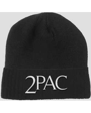 BoohooMAN Tupac Shakur Beanie Hat 2pac Logo Beanie Hat - Black