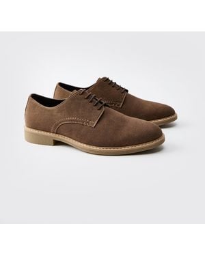 BoohooMAN Faux Suede Derby Shoe - Brown