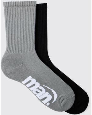 BoohooMAN 2 Pack Man Sport Socks - Black