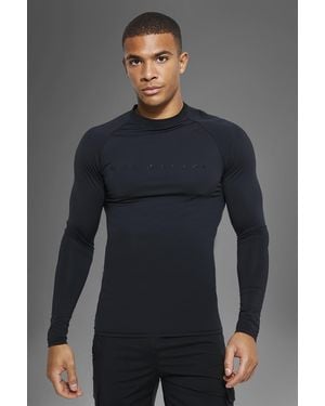 BoohooMAN Man Active Gym Oberteil mit langen Ärmeln - Schwarz