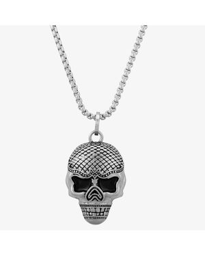 BoohooMAN Oxidised Skull Necklace Osn-431s-bx - White