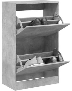 BoohooMAN Berkfield Home Shoe Cabinet Concrete Grey 60x34x96.5 Cm Engineered Wood