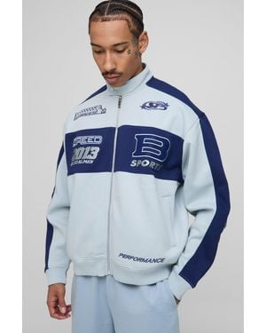 Boohoo Chaqueta Bomber Oversize De Tela Jersey Con Cuello - Azul