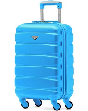 BoohooMAN Flight Knight 55x35x20cm Cabin Carry Bag Hard Shell Suitcase 100+ Airline Approved - Blue