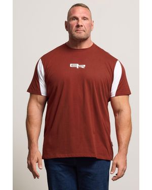 BoohooMAN Badrhino Logo Cut & Sew T-shirt - Red