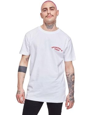 BoohooMAN Urban Classics Cotton Crew Neck Short Sleeve Pizzeria Graphic T-shirt - White
