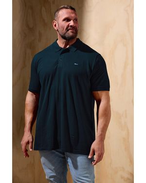 BoohooMAN Badrhino Short Sleeve Polo Shirt - Blue