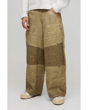 BoohooMAN Oil Wash Extreme Baggy Biker Jeans - Green