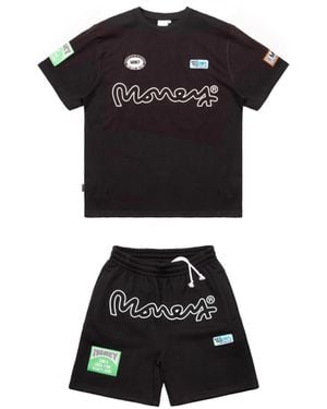 BoohooMAN Money Mny Patch Tee Short Set - Black