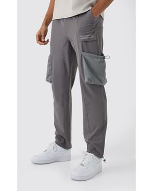 BoohooMAN Elasticated Waist Tapered Cargo Jogger - Gray