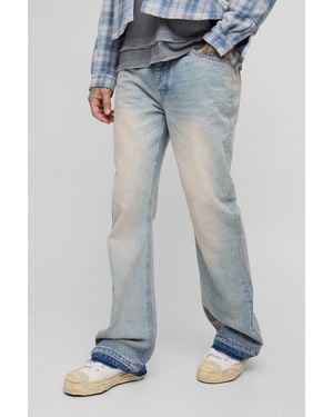 Boohoo Vaqueros Tall De Campana Sin Tratar Con Lavado A La Piedra - Azul