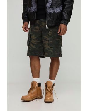 BoohooMAN Lockere Camouflage Cargo-Hose mit Reißverschluss - Schwarz